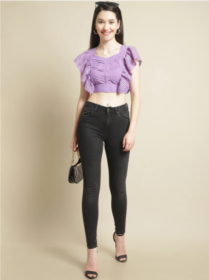 PURPLE PLEATED CROP TOP