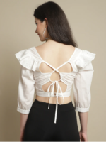 WHITE SCHIFFLI CROP TOP