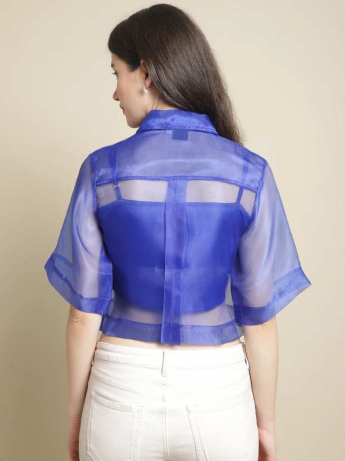 BLUE ORGANZA SHIRT WITH CAMI