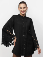 BLACK LASER CUT SLEEVE TUNIC